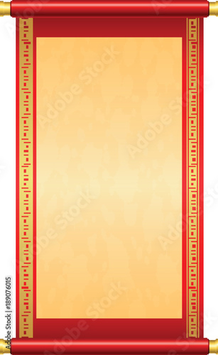 Chinese scroll illustration on white background