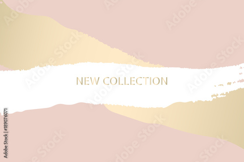 Set of New Collection fashion headers. Gold and Pastel blush. Elegant with hand drawn brush texture in pastel. Great for advertising, social media, web, blog, flyer, poster, brochure, invitation