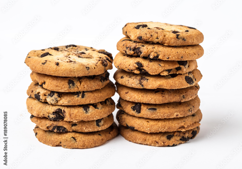 Chocolate chip cookies isolated on white background Chocolate chip cookies isolated on white background