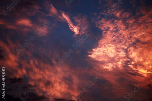 Sunset sky with colorful clouds