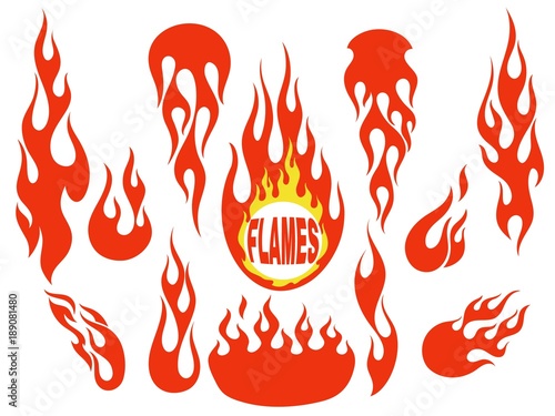 Red flame elements set