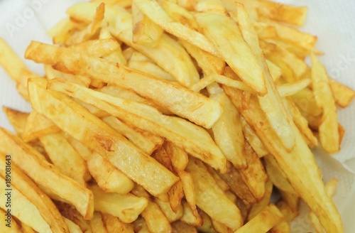 Golden Pile of Homemade Fried French Fries