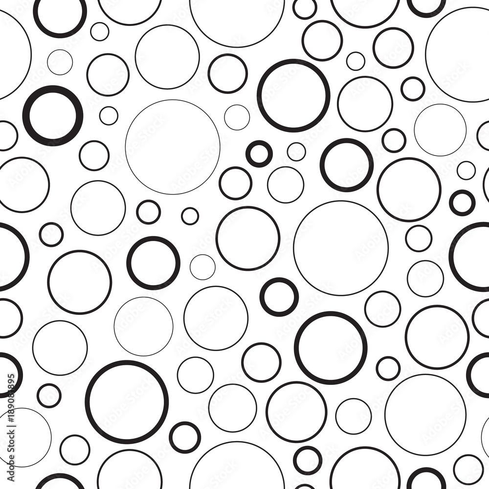 Black seamless monochrome circles pattern