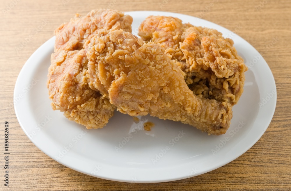 Deep Fried Chicken on A White Plate Deep Fried Chicken on A White Plate