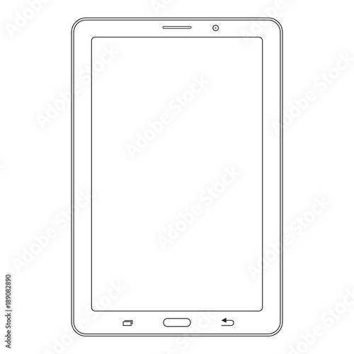 Tablet computer on a white