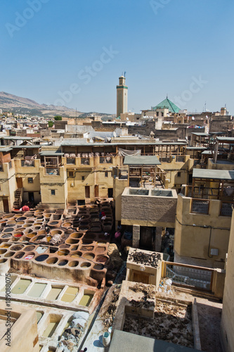 Oldest tannery at Medina of Fes, Morocco, Africa
