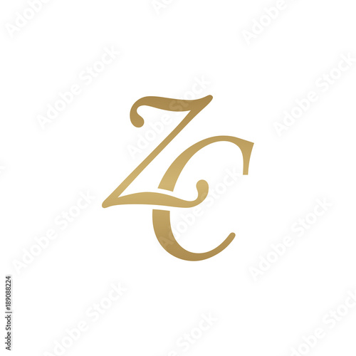 Initial letter ZC, overlapping elegant monogram logo, luxury golden color