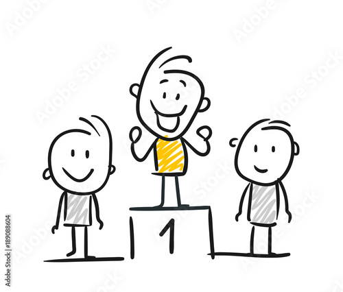 Strichfiguren / Strichmännchen: Erster, Podium, Gewinner. (Nr. 172)