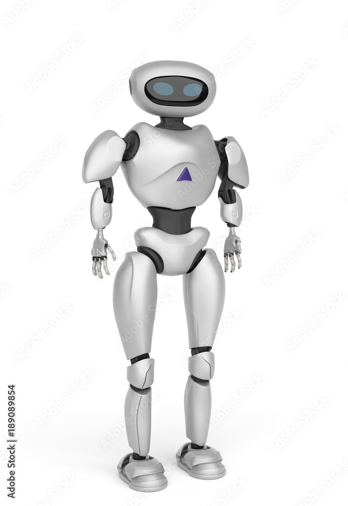 modern android robot on a white background. 3D rendering. modern android robot on a white background. 3D rendering.