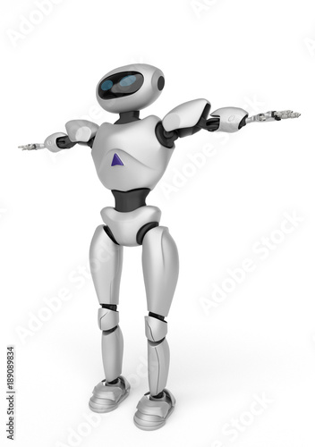 modern android robot on a white background. 3D rendering.