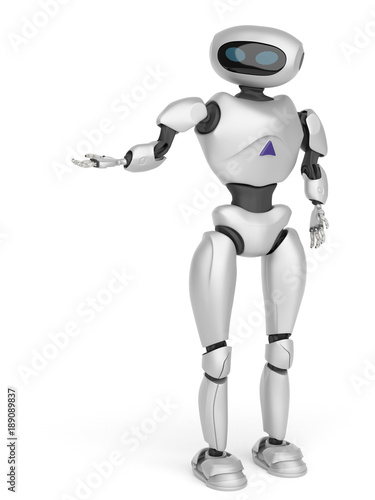 modern android robot on a white background. 3D rendering.