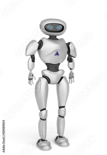 modern android robot on a white background. 3D rendering.