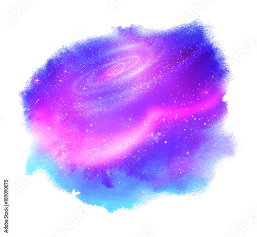 Watercolor stain with glowing outer space