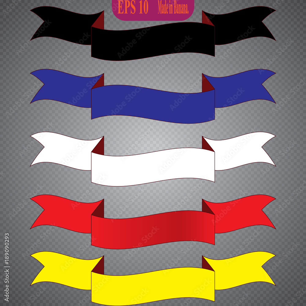 Install VARIOUS COLOR BANNERS. Collection of ribbons isolated on a transparent background.