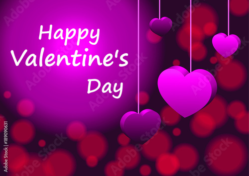 Wallpaper Mural Vector Happy Valentines Day with dark pink 3D Torontodigital.ca