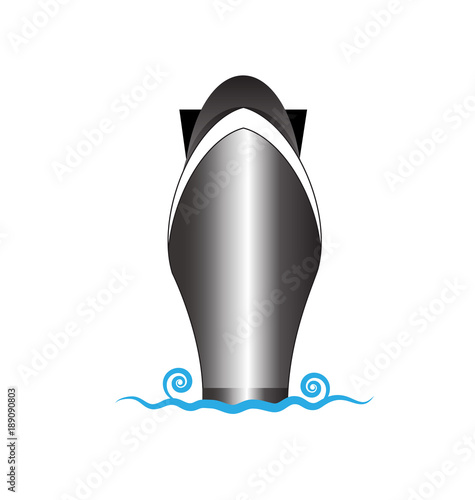 Delivery ship, front view, vector