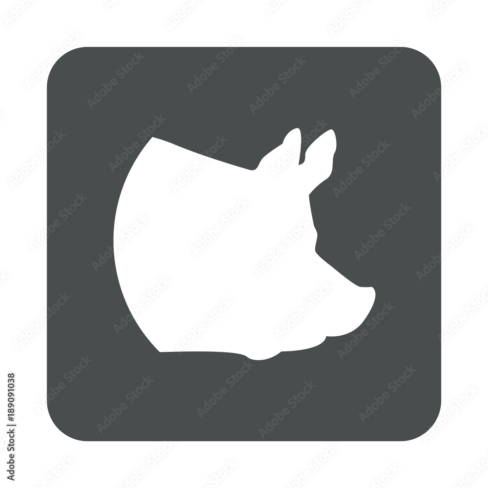 Icono plano cabeza de cerdo en cuadrado gris Icono plano cabeza de cerdo en cuadrado gris