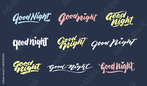 "good night" vintage hand lettering typography greeting phrases design
