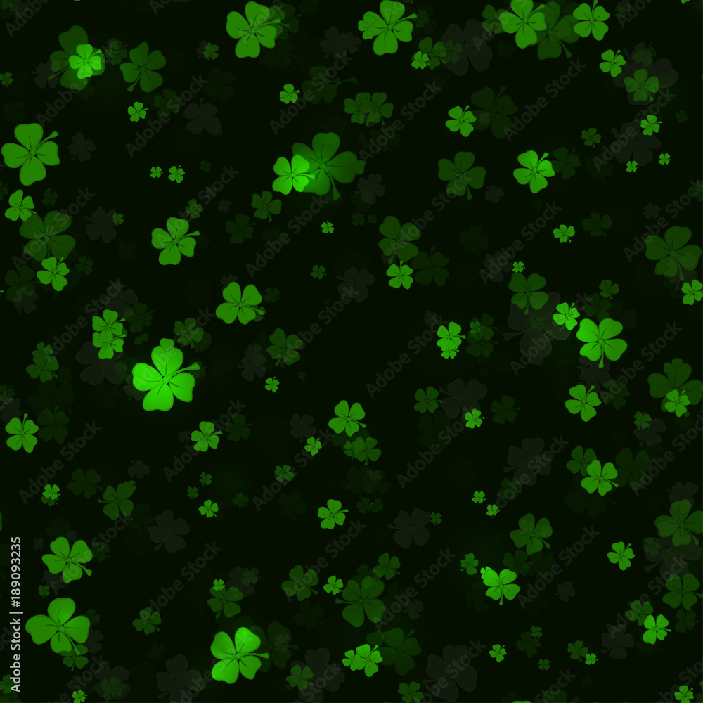 Shine Shamrocks on black background Seamless. Vector Shine Shamrocks on black background Seamless. Vector