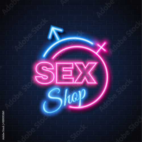Vector sex shop neon sign gender man woman symbol