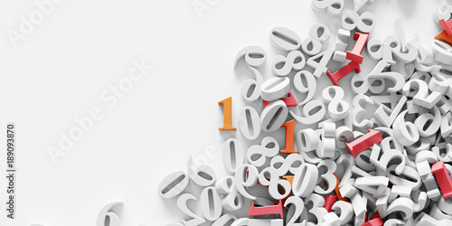 Infinite random numbers, original 3d rendering background, technology and science concepts