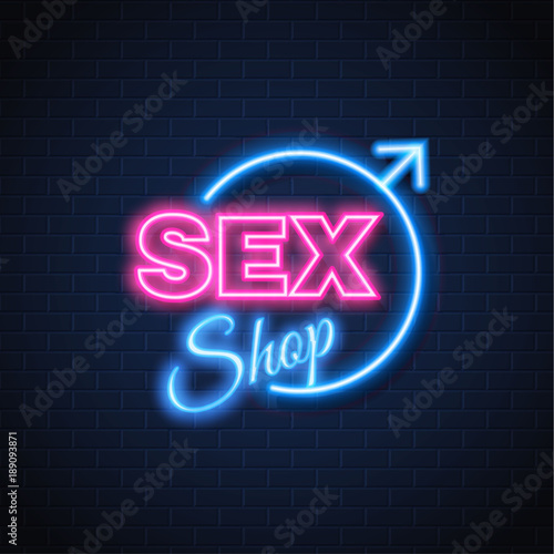Vector sex shop neon sign gender woman symbol