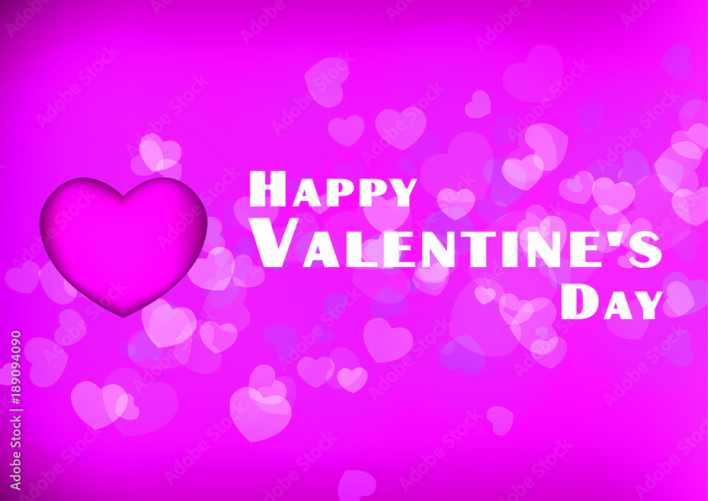 Vector Happy Valentines Day dark pink background with white hearts