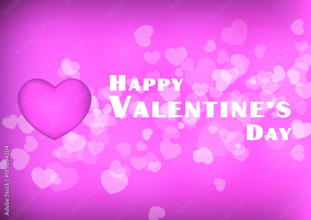 Vector Happy Valentines Day light pink background with white hearts