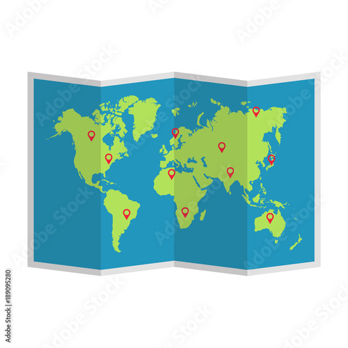 Paper world map. Vector  isolated.