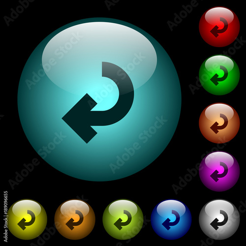 Return arrow icons in color illuminated glass buttons