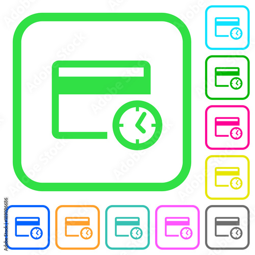 Credit card transaction history vivid colored flat icons