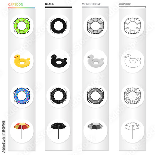 Multicolored swimming circle cartoon icons in set collection for design. Different lifebuoysvector symbol stock web illustration.