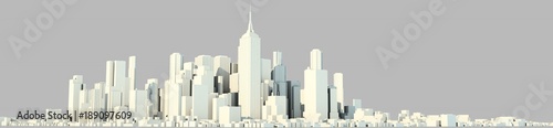 3d rendering of a white city on a bright background