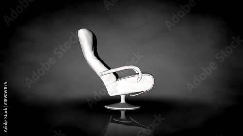 3d rendering of a white chair on a black background