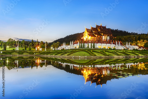 Royal Flora Ratchaphruek  Royal Park Rajapruek   Royal Pavilion  landmark of Chiang Mai  Thailand.