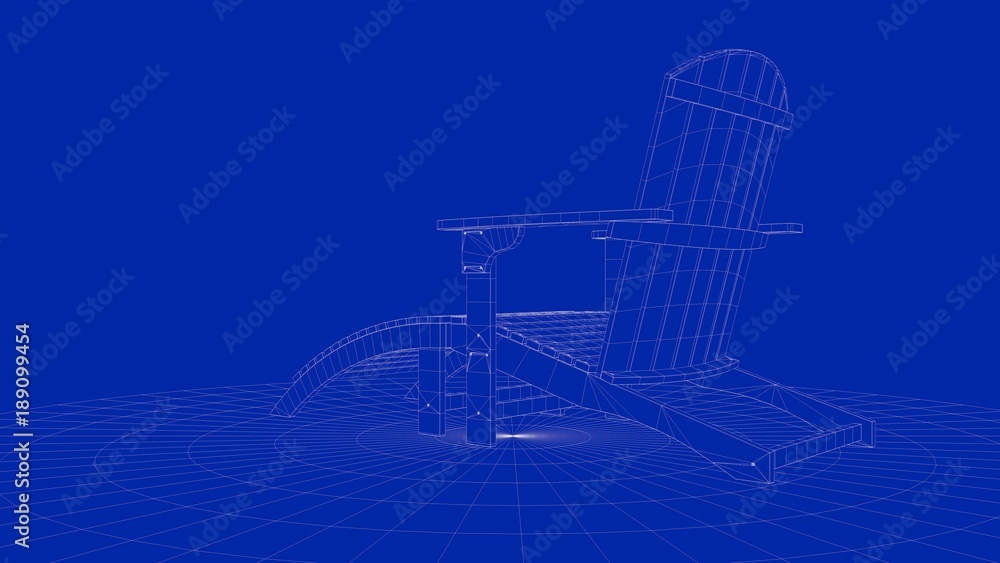 3d rendering of an outline chair object