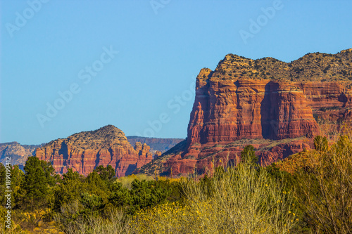 Layered Red Rock Formations In Arizona Mountains