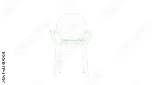 3d rendering of a blueprint chair isolated on white