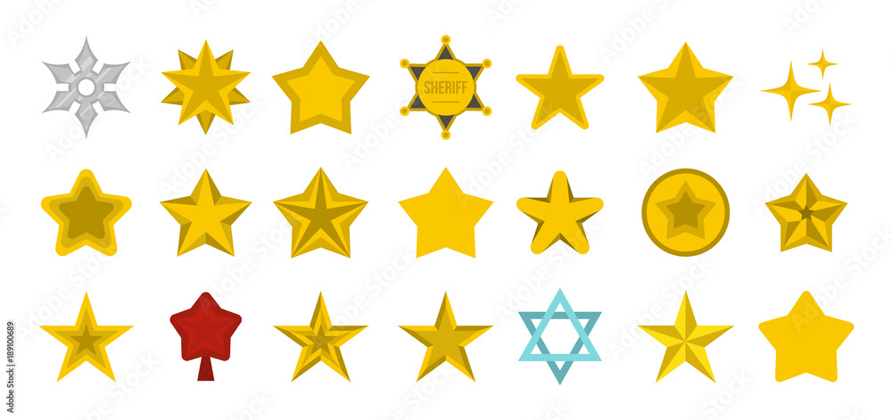 Stars icon set, flat style Stars icon set, flat style