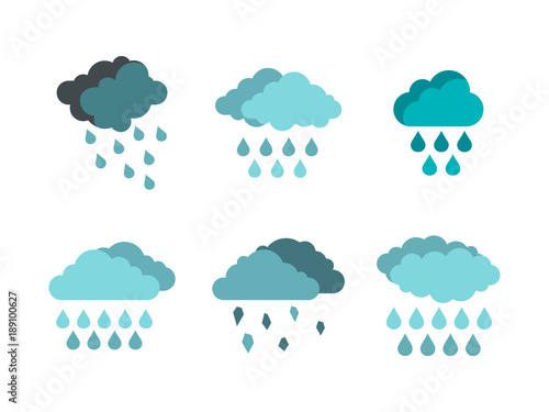 Obraz na plátně Rain cloud icon set, flat style