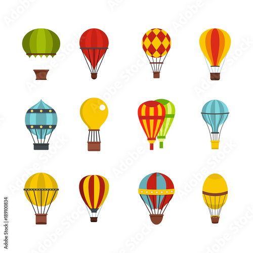 Airballon icon set, flat style