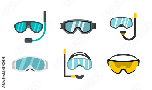 Sport glasses icon set, flat style