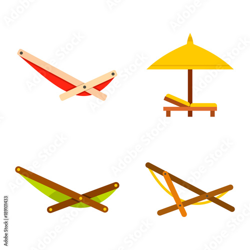 Chaise icon set, flat style