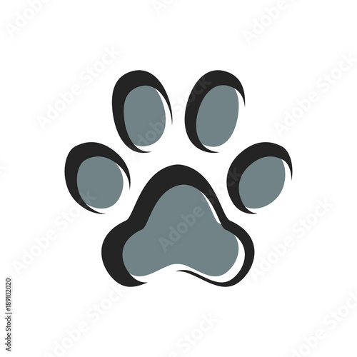 Paw Prints. Logo. Vector Illustration. Isolated vector Illustration. Black and grey on White background. Animal foot print