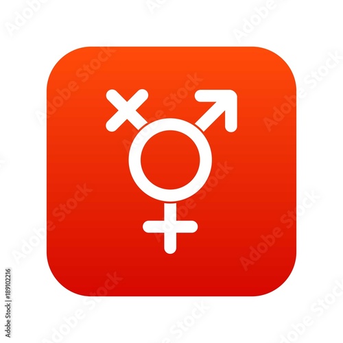 Transgender sign icon digital red