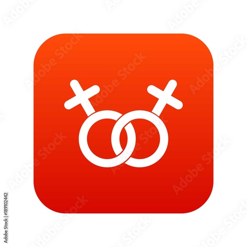 Lesbian love sign icon digital red