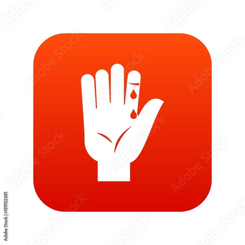 Finger with blood dripping icon digital red