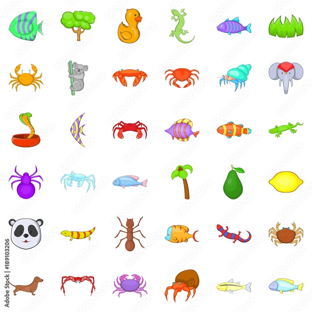 Snake icons set, cartoon style Snake icons set, cartoon style