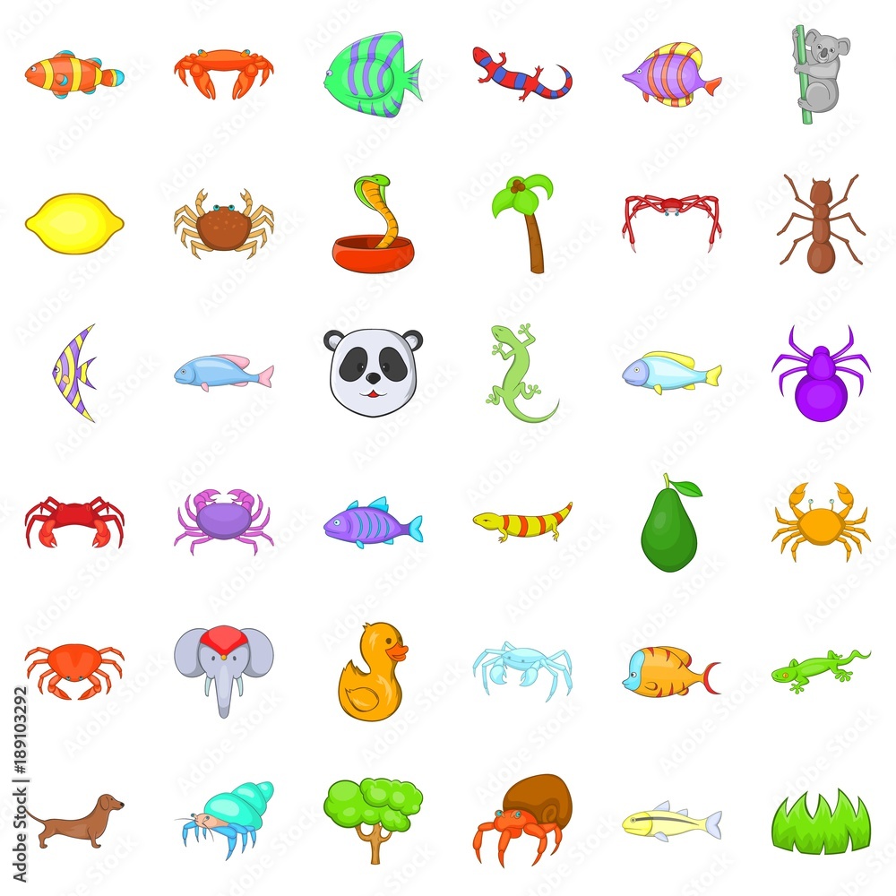 Obraz premium Spider icons set, cartoon style