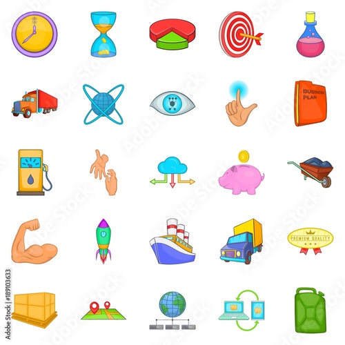 Retrenchment icons set, cartoon style